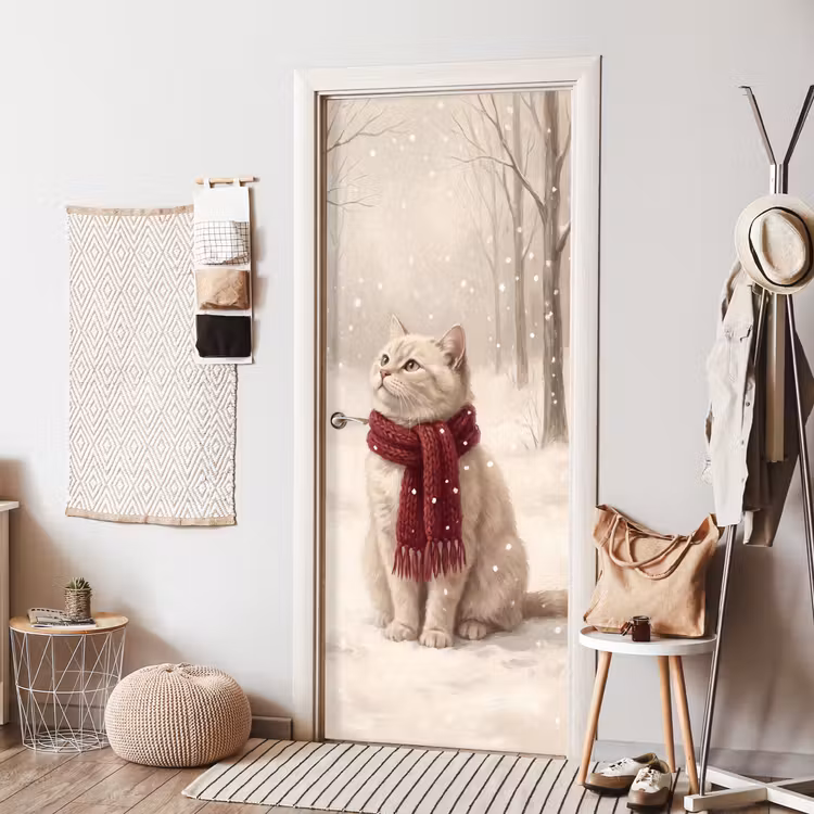 Türtapete - Katze – Vogel – Winter — 7