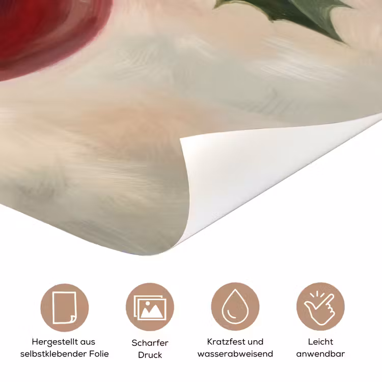 Türtapete - Weihnachtskugel – Stechpalme – Rot — 8