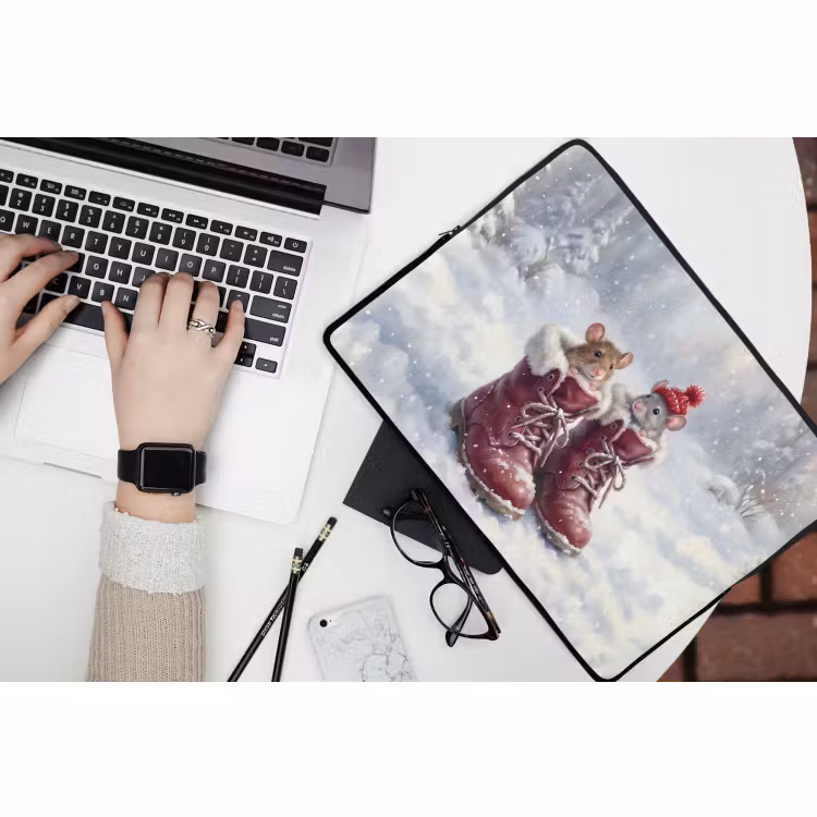 Laptop hülle - Mäuse – Stiefel – Schnee — 3