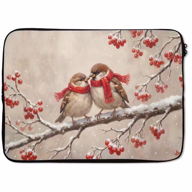 Laptop hülle - Vögel – Winter – Rot — 1