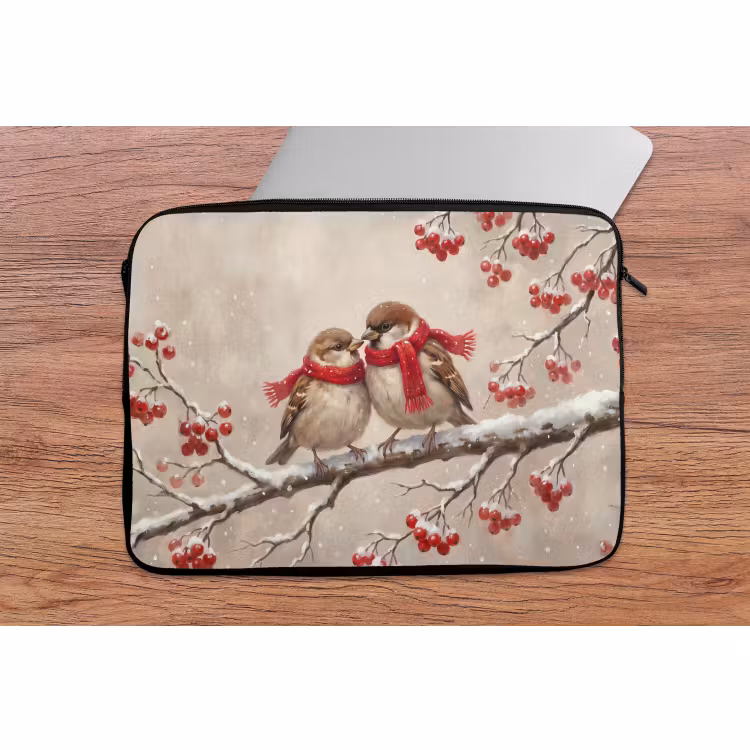 Laptop hülle - Vögel – Winter – Rot — 2