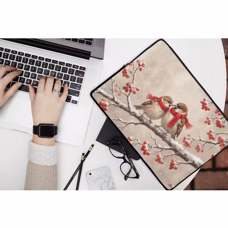Laptop hülle - Vögel – Winter – Rot — 3