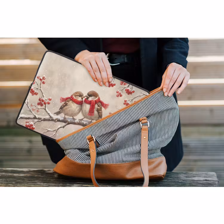 Laptop hülle - Vögel – Winter – Rot — 4