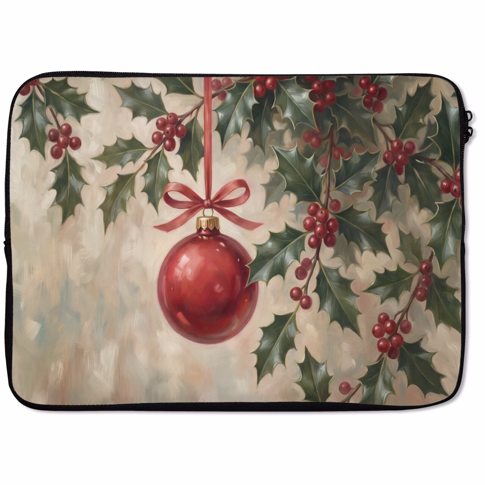 Laptop hülle - Weihnachtskugel – Stechpalme – Rot — 1