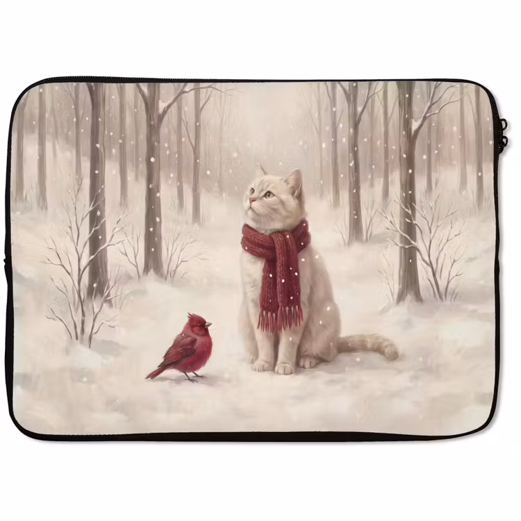Laptop hülle - Katze – Vogel – Winter — 1
