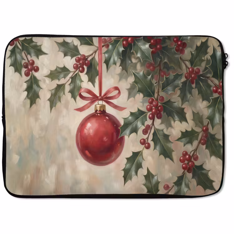Laptop hülle - Weihnachtskugel – Stechpalme – Rot — 1