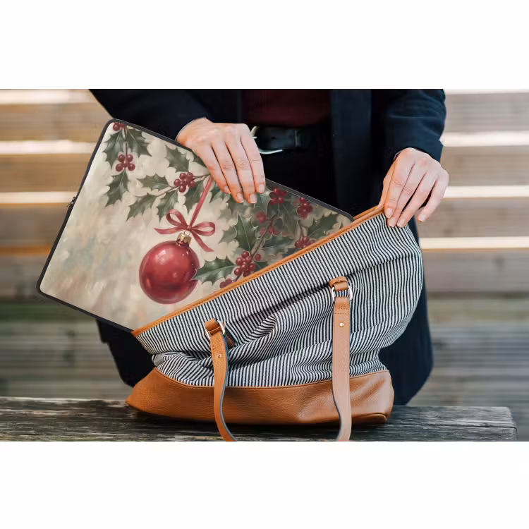 Laptop hülle - Weihnachtskugel – Stechpalme – Rot — 4