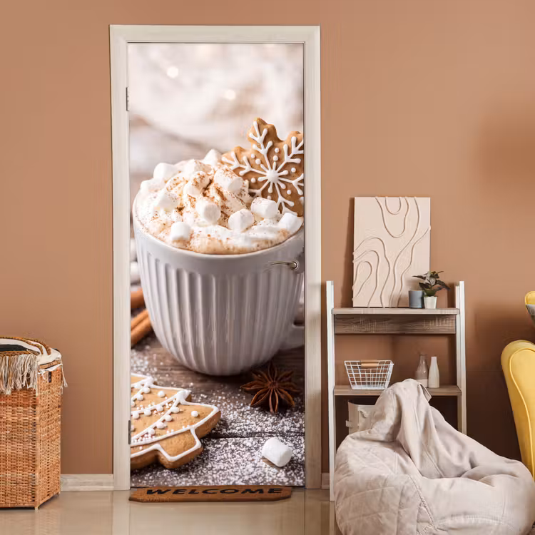 Türtapete - Getränke – Marshmallows – Weihnachten — 2