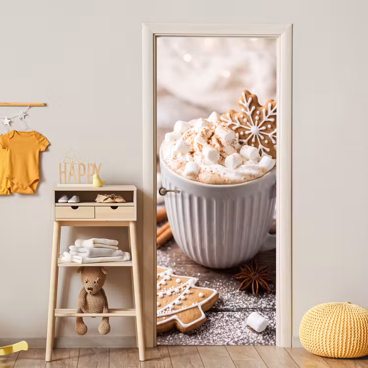 Türtapete - Getränke – Marshmallows – Weihnachten — 5