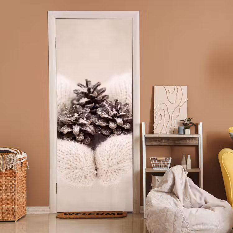 Türtapete - Tannenzapfen – Schnee – Winter — 2