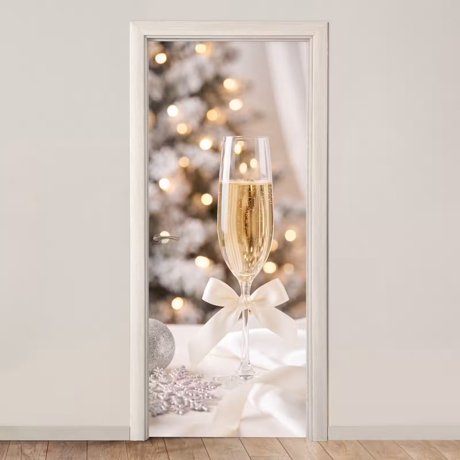 Türtapete - Champagnerglas – Weihnachten – Fest — 1
