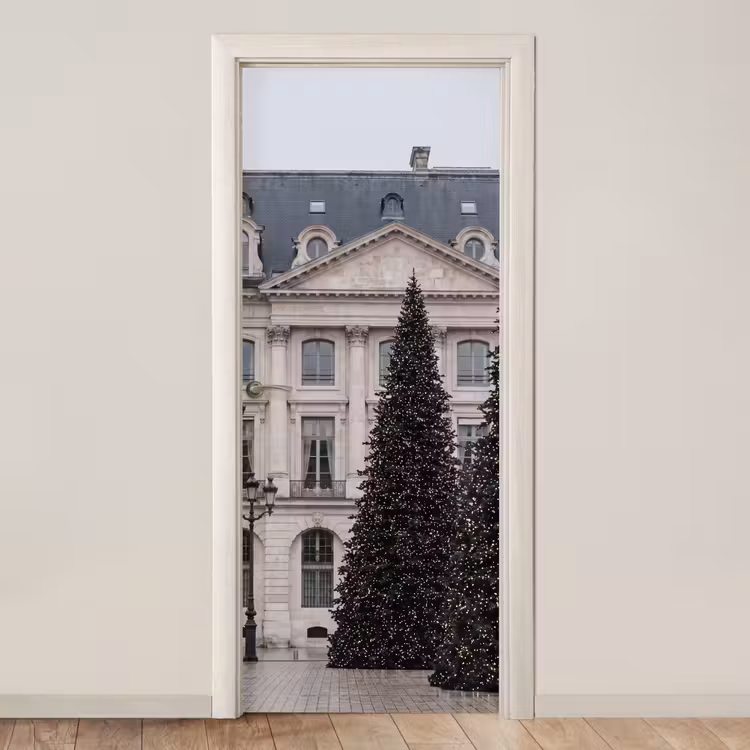 Türtapete - Weihnachtsbaum – beleuchtet – Winter — 1