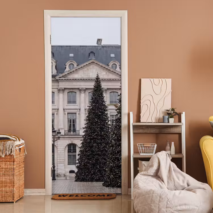 Türtapete - Weihnachtsbaum – beleuchtet – Winter — 2