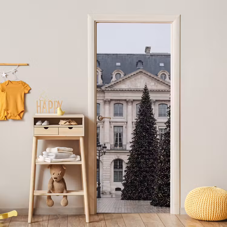 Türtapete - Weihnachtsbaum – beleuchtet – Winter — 5