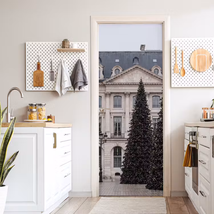 Türtapete - Weihnachtsbaum – beleuchtet – Winter — 6
