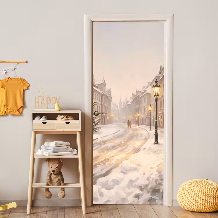Türtapete - Verschneite Straße – Weihnachten — 5