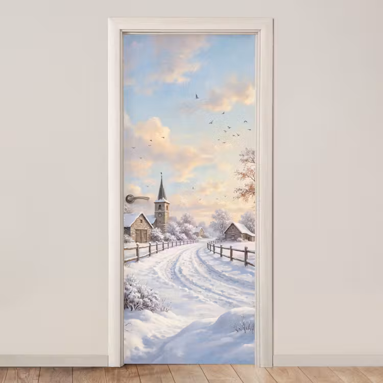 Türtapete - Kirche – Winter – Landschaft — 1