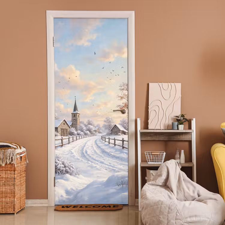 Türtapete - Kirche – Winter – Landschaft — 2