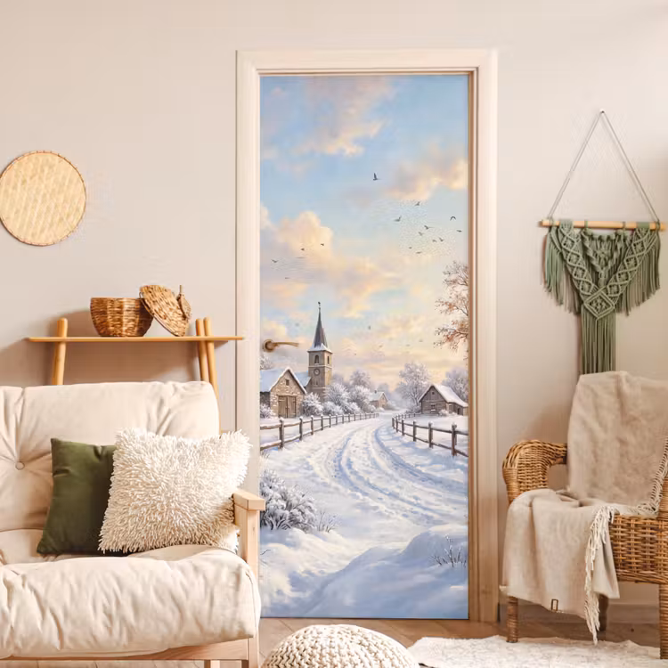 Türtapete - Kirche – Winter – Landschaft — 3