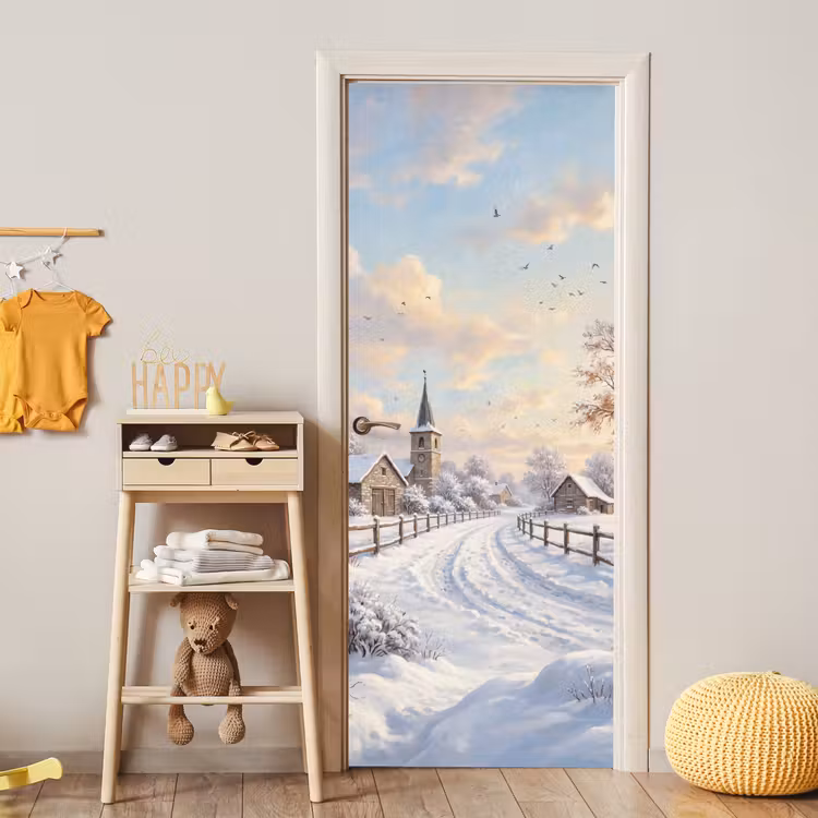 Türtapete - Kirche – Winter – Landschaft — 5