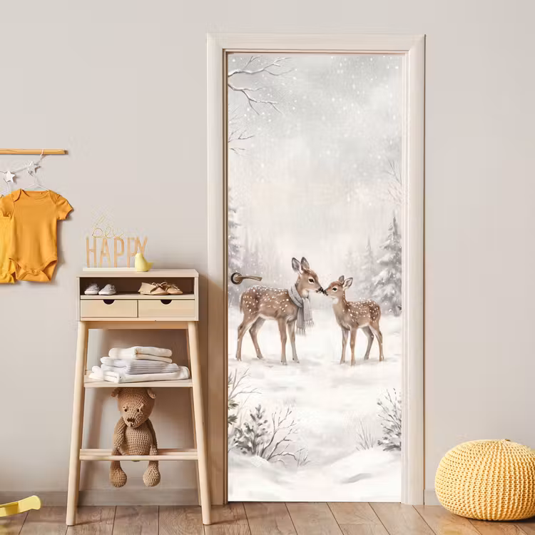 Türtapete - Rehe – verschneit – Wald — 5