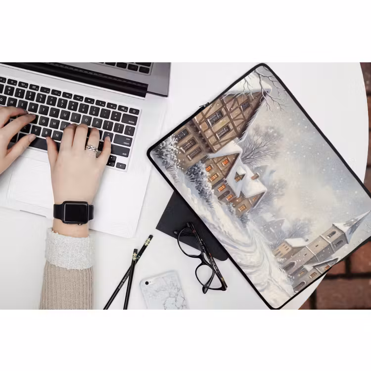 Laptop hülle - Dorf – Schnee – Winter — 3