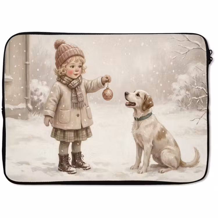Laptop hülle - Kind – Hund – Schnee — 1