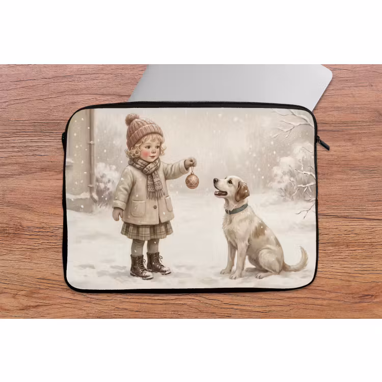 Laptop hülle - Kind – Hund – Schnee — 2