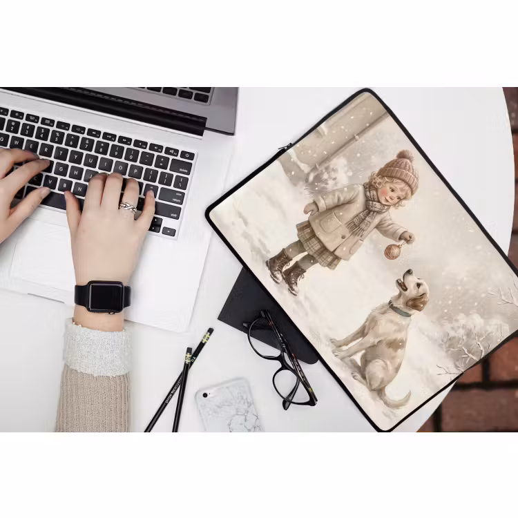 Laptop hülle - Kind – Hund – Schnee — 3