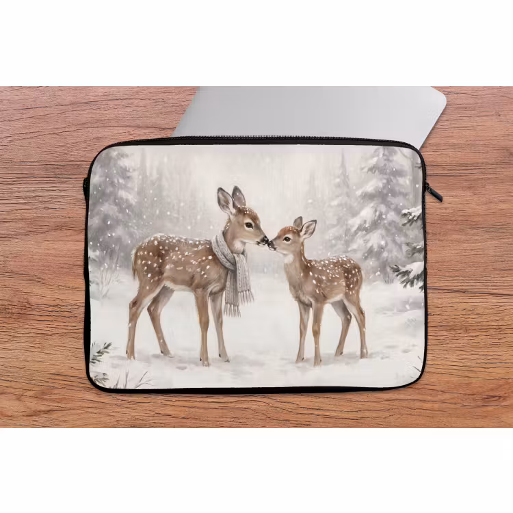 Laptop hülle - Rehe – verschneit – Wald — 2