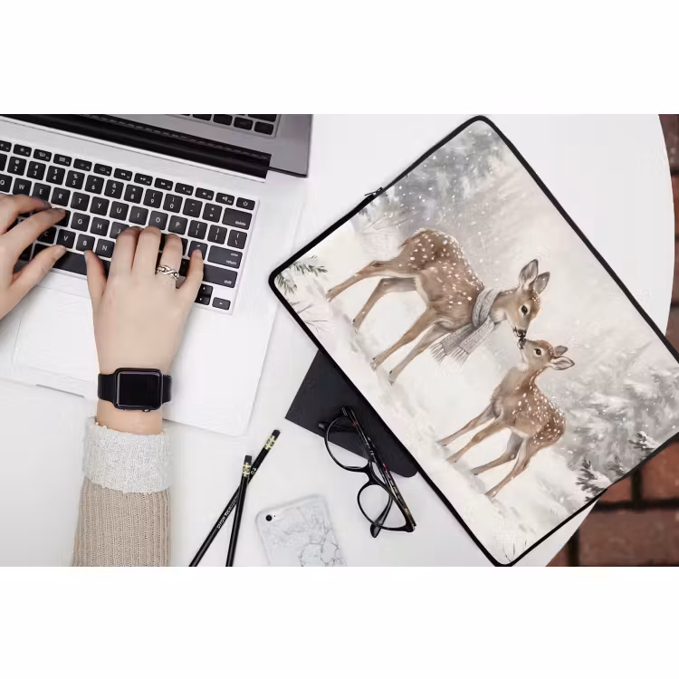 Laptop hülle - Rehe – verschneit – Wald — 3
