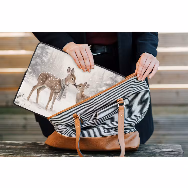 Laptop hülle - Rehe – verschneit – Wald — 4