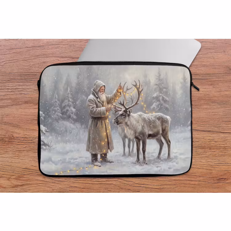 Laptop hülle - Weihnachtsmann – Reh – Winter — 2