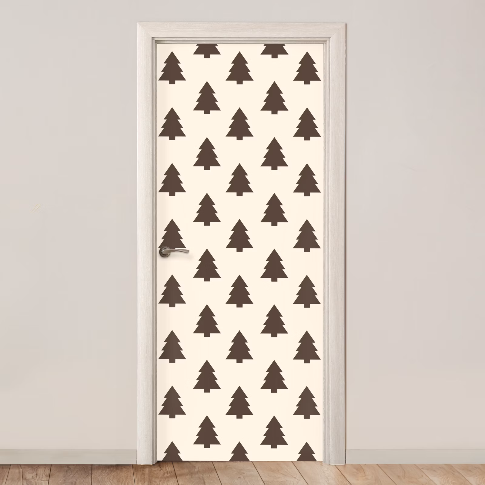 Türtapete - Weihnachtsbaum – Creme – Grau — 1
