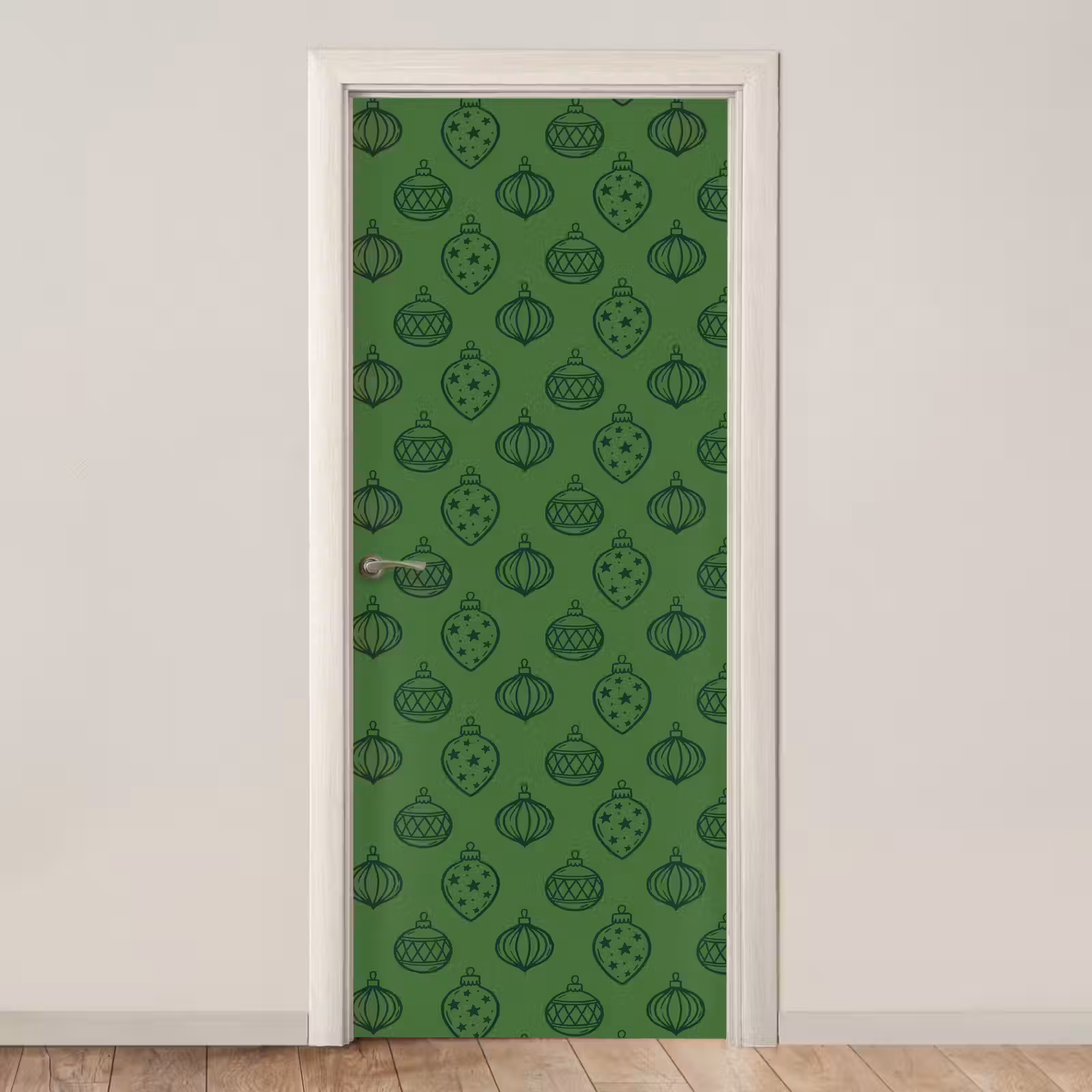 Türtapete - Weihnachtskugel – Weihnachten – Grün — 1
