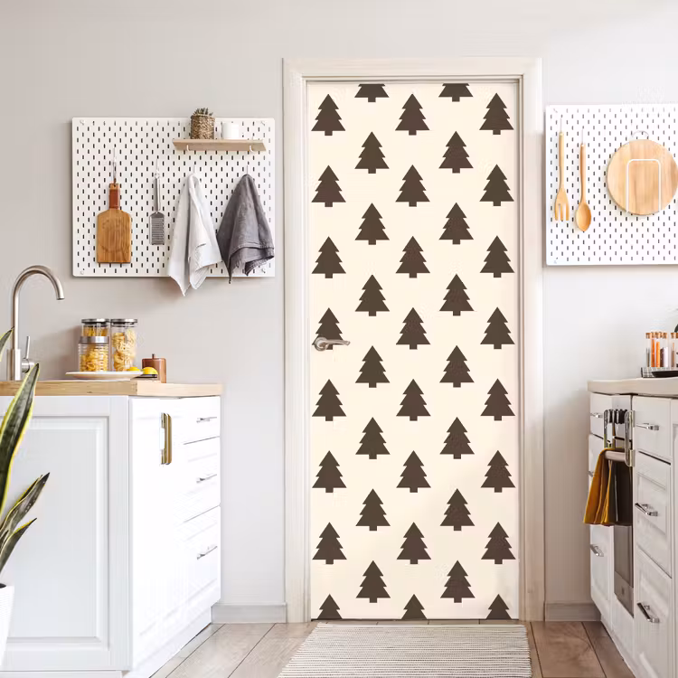 Türtapete - Weihnachtsbaum – Creme – Grau — 6