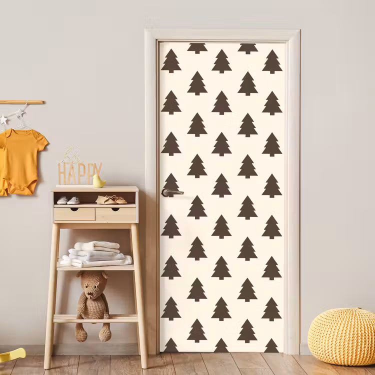 Türtapete - Weihnachtsbaum – Creme – Grau — 8