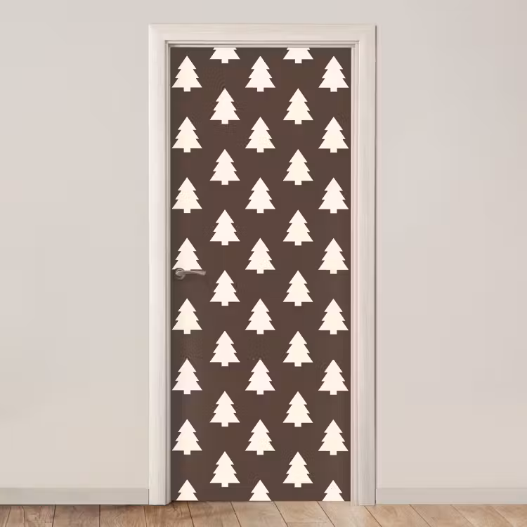 Türtapete - Weihnachtsbaum – Grau – Cremefarben — 1