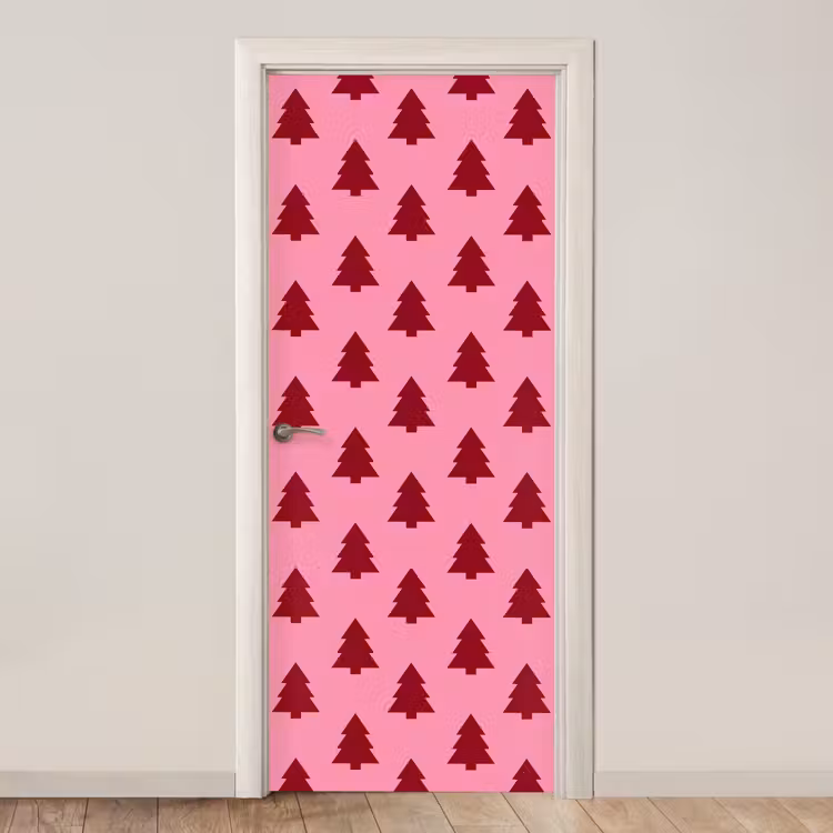 Türtapete - Weihnachtsbaum – Rot – Rosa — 1