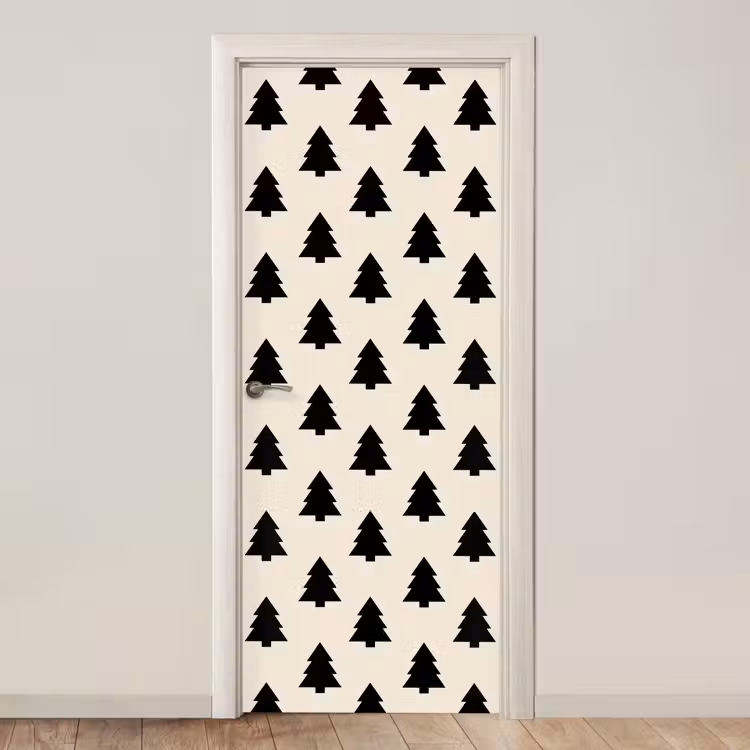 Türtapete - Weihnachtsbaum – Weiß – Schwarz — 1