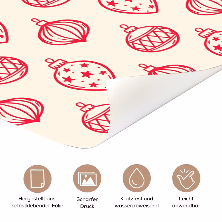 Türtapete - Weihnachtskugel – Creme – Rot — 5