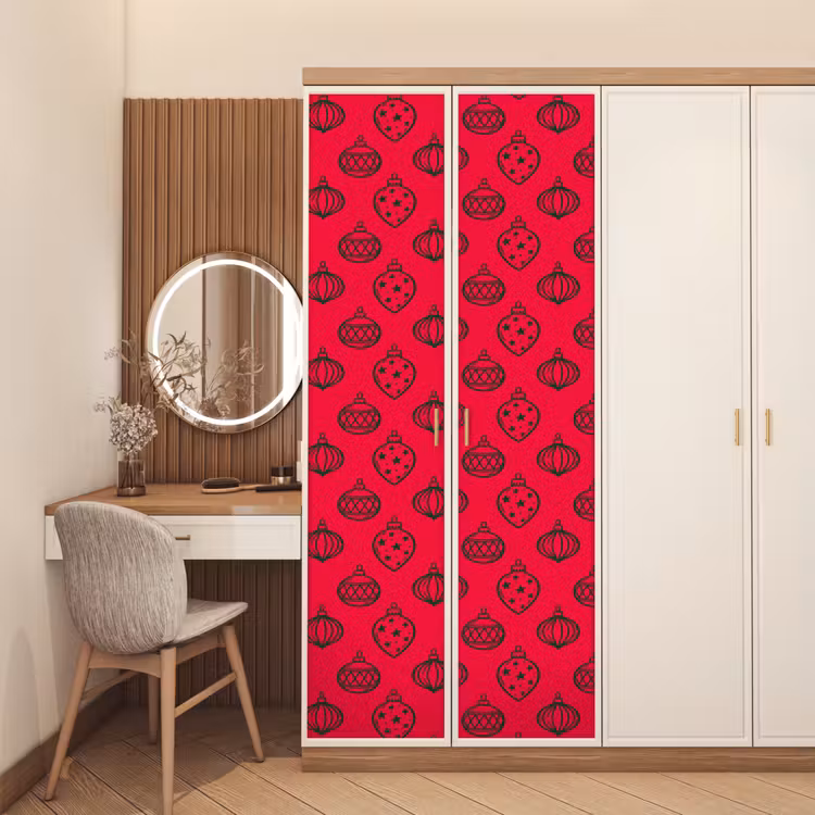 Türtapete - Weihnachtskugel – Grün – Rot — 4