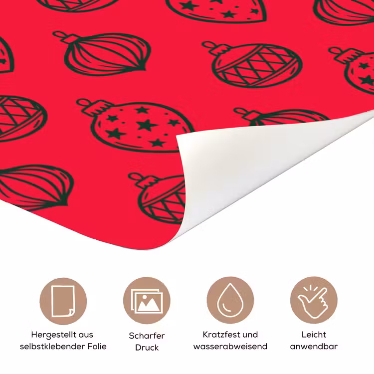 Türtapete - Weihnachtskugel – Grün – Rot — 5