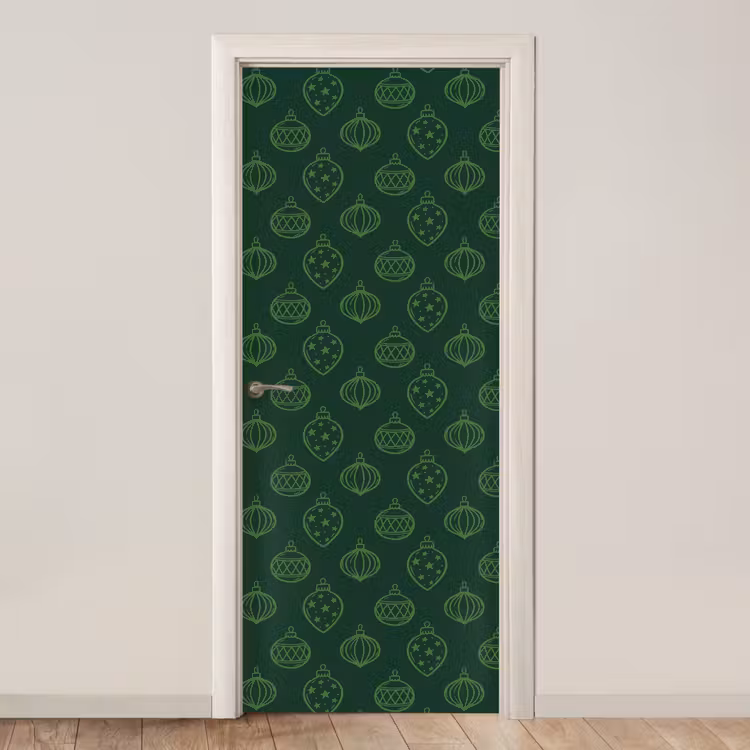 Türtapete - Weihnachtskugel – Grün – Weihnachten — 1