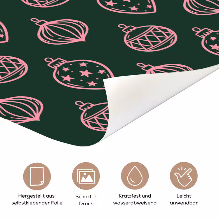 Türtapete - Weihnachtskugel – Rosa – Grün — 5