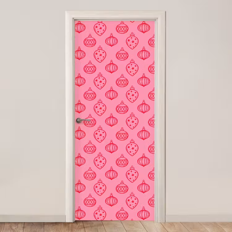 Türtapete - Weihnachtskugel – Rosa – Rot — 1
