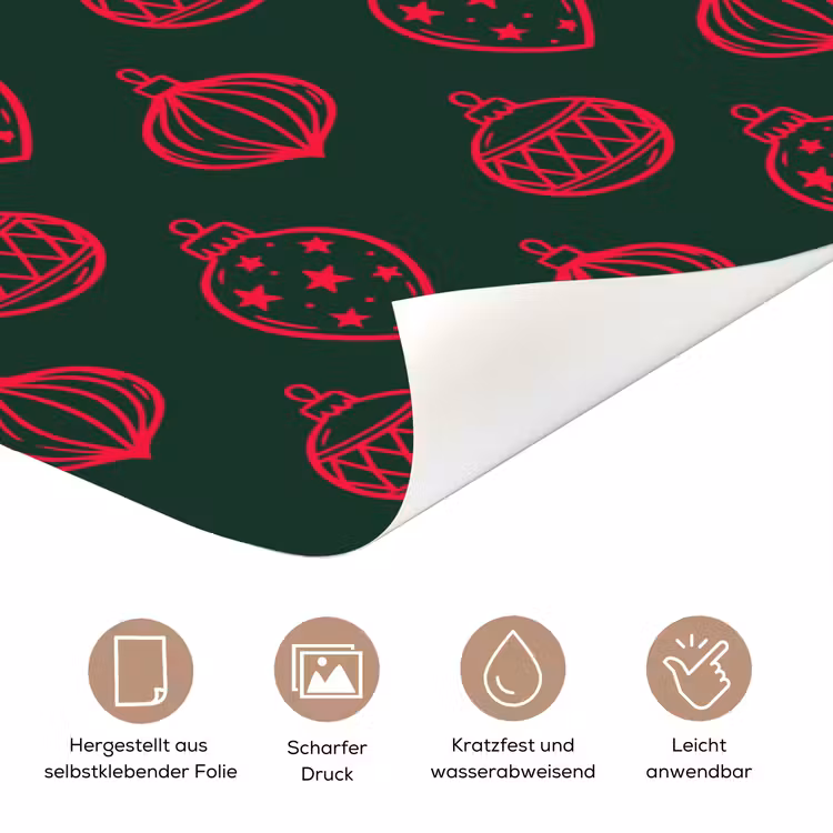 Türtapete - Weihnachtskugel – Rot – Grün — 5