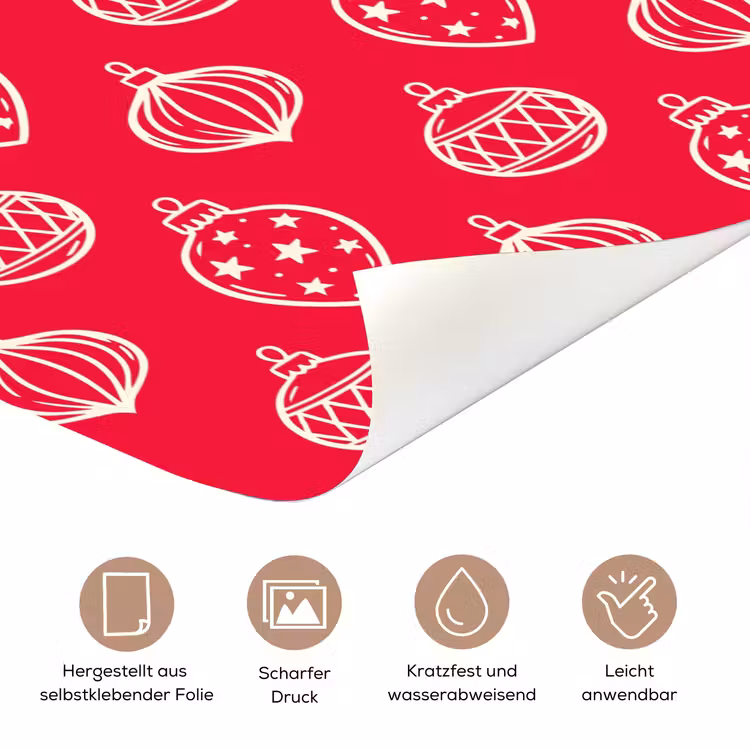 Türtapete - Weihnachtskugel – Rot – Weiß — 5