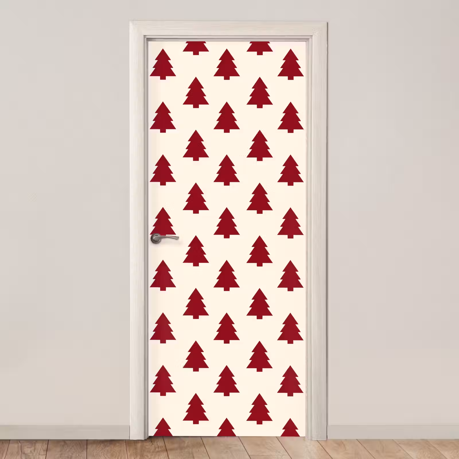 Türtapete - Weihnachtsbaum – Creme – Rot — 1