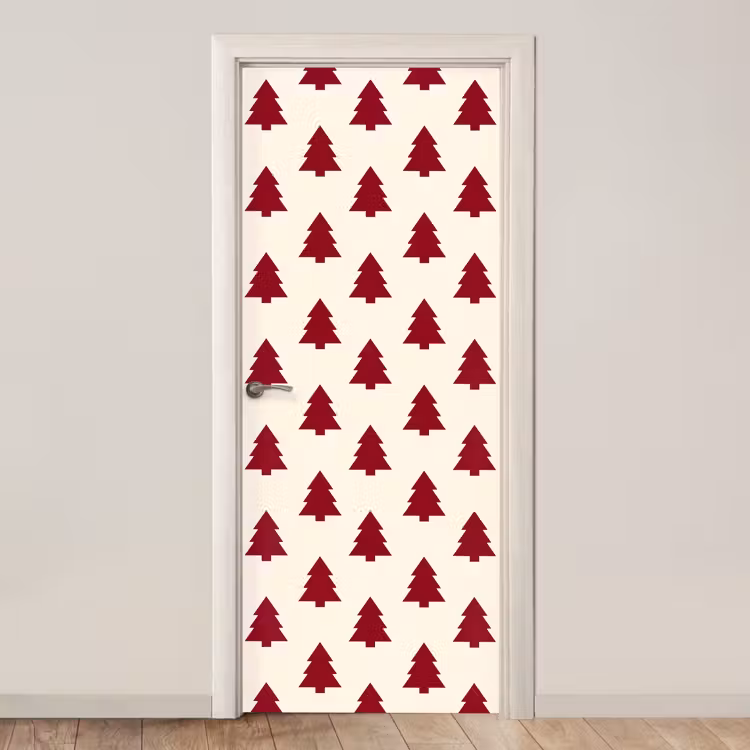 Türtapete - Weihnachtsbaum – Creme – Rot — 1